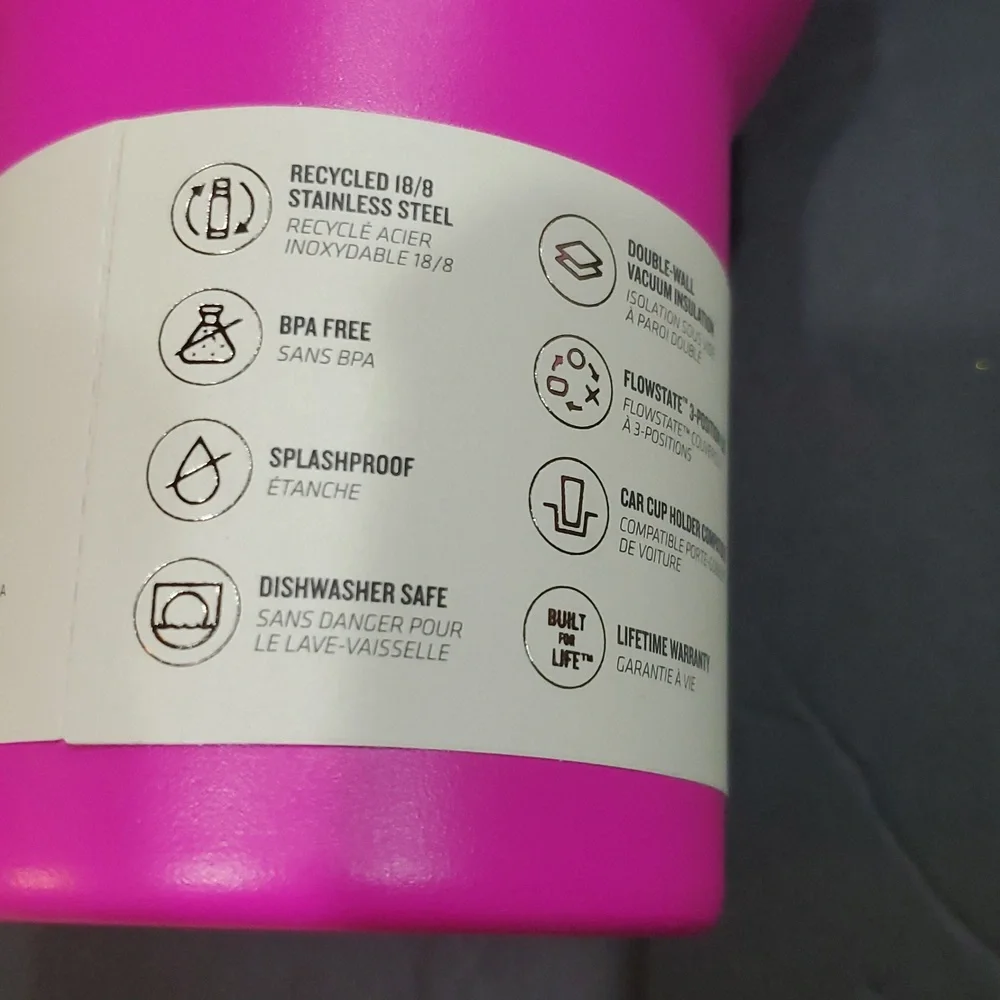 Stanley pink magenta 40oz quencher h20 tumbler with straw brand new - Picture 7 of 9